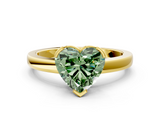 Yellow gold Fancy Green Heart  Cut Solitaire Ring with Four-Prong Setting and Classic Band