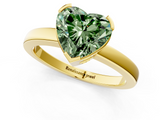 Yellow gold Fancy Green Heart  Cut Solitaire Ring with Four-Prong Setting and Classic Band_1