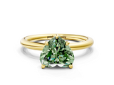 Yellow gold Fancy Green Heart  Cut Solitaire Ring with Thin Band and Four-Prong Setting