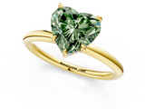 Yellow gold Fancy Green Heart  Cut Solitaire Ring with Thin Band and Four-Prong Setting_1