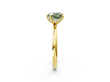 Yellow gold Fancy Green Heart  Cut Solitaire Ring with Thin Band and Four-Prong Setting_2