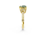 Yellow gold Fancy Green Heart Cut Solitaire Split Shank Pave Diamond Engagement Ring with Four-Prong Setting_2