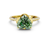 Yellow gold Fancy Green Heart Cut Solitaire Split Shank Pave Diamond Engagement Ring with Four-Prong Setting_24