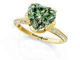 Yellow gold Fancy Green Heart Cut Solitaire Split Shank Pave Diamond Engagement Ring with Four-Prong Setting_25