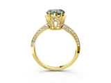 Yellow gold Fancy Green Heart Cut Solitaire Split Shank Pave Diamond Engagement Ring with Four-Prong Setting_3