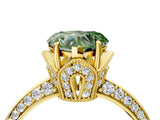 Yellow gold Fancy Green Heart Cut Solitaire Split Shank Pave Diamond Engagement Ring with Four-Prong Setting_4