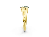 Yellow gold Fancy Green Heart Cut Solitaire Tension Set Diamond Ring with Split Shank Band_2