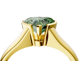 Yellow gold Fancy Green Heart Cut Solitaire Tension Set Diamond Ring with Split Shank Band_4