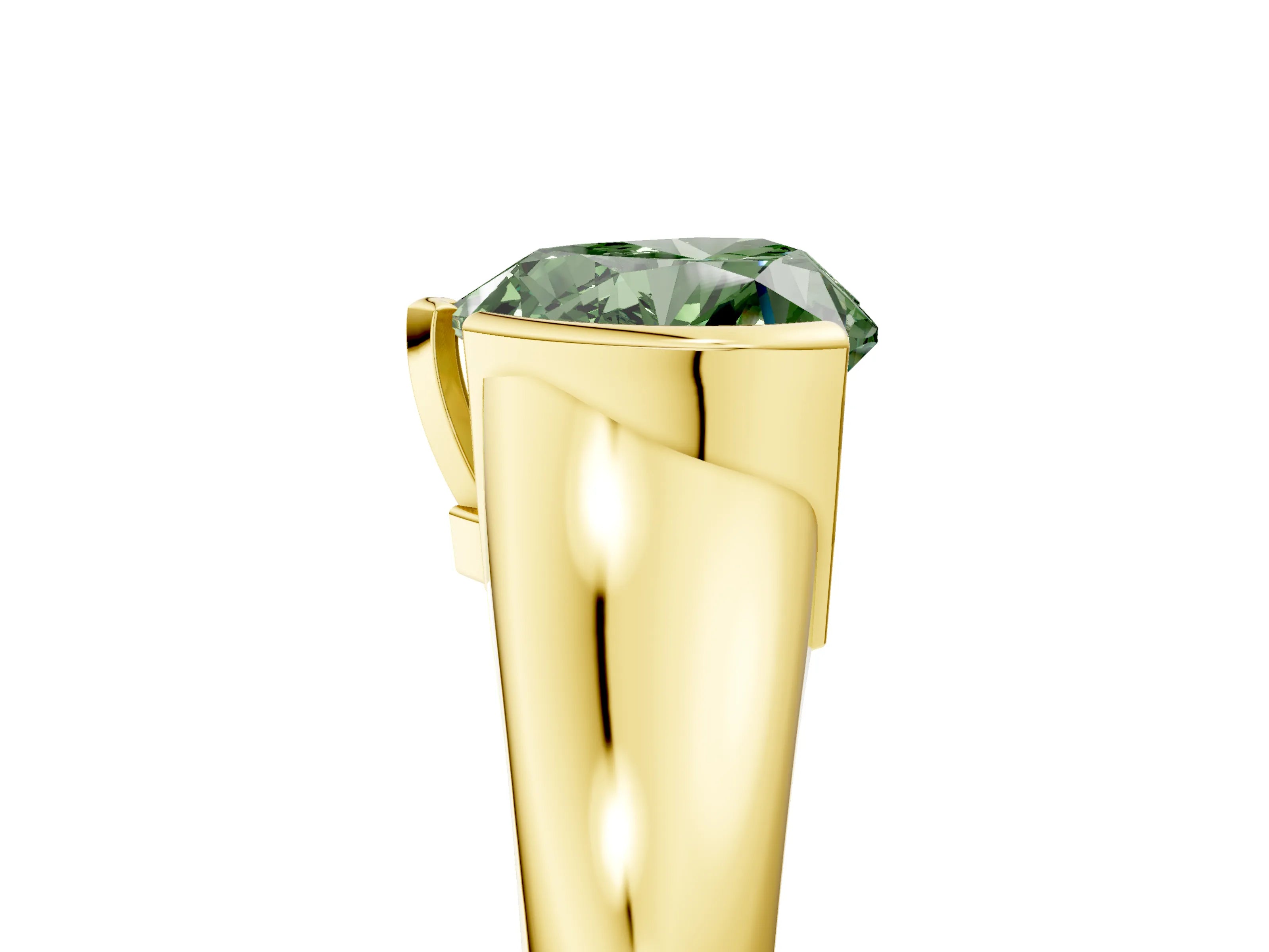 Yellow gold Fancy Green Heart Cut Solitaire Tension Set Diamond Ring with Split Shank Band_5