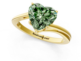 Yellow gold Fancy Green Heart  Cut Solitaire Twist Band Ring with Four-Prong Setting_1