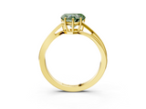 Yellow gold Fancy Green Heart  Cut Solitaire Twist Band Ring with Four-Prong Setting_3