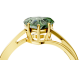 Yellow gold Fancy Green Heart  Cut Solitaire Twist Band Ring with Four-Prong Setting_4