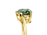 Yellow gold Fancy Green Heart  Cut Solitaire Twist Band Ring with Four-Prong Setting_5