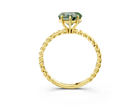 Yellow gold Fancy Green Heart Cut Solitaire Twisted Band 4-Prong Ring_3