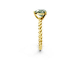 Yellow gold Fancy Green Heart  Cut Solitaire Twisted Band with Four-Prong Setting_36