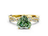 Yellow gold Fancy Green Heart Cut Solitaire Twisted Pave Band with Four-Prong Setting_3