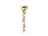 Yellow gold Fancy Green Heart Cut Solitaire Twisted Pave Band with Four-Prong Setting_5