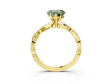 Yellow gold Fancy Green Heart Cut Solitaire Twisted Pave Band with Four-Prong Setting_6