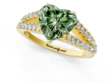 Yellow gold Fancy Green Heart  Cut Split Shank Pave Diamond Engagement Ring with Four-Prong Setting_1
