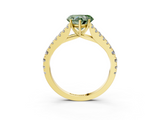 Yellow gold Fancy Green Heart  Cut Split Shank Pave Diamond Engagement Ring with Four-Prong Setting_3