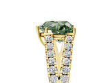 Yellow gold Fancy Green Heart  Cut Split Shank Pave Diamond Engagement Ring with Four-Prong Setting_5