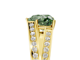Yellow gold Fancy Green Heart  Cut Split Shank Pave Diamond Ring with Four-Prong Setting_5