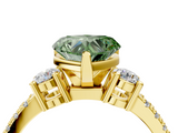 Yellow gold Fancy Green Heart  Cut Three-Stone Diamond Pavé Band with Prong Setting_4