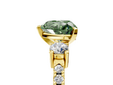 Yellow gold Fancy Green Heart  Cut Three-Stone Diamond Pavé Band with Prong Setting_5