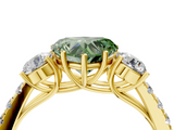 Yellow gold Fancy Green Heart  Cut Three-Stone Diamond Pave Band with Prong Setting_21