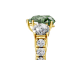 Yellow gold Fancy Green Heart  Cut Three-Stone Diamond Pave Band with Prong Setting_22