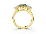 Yellow gold Fancy Green Heart Cut Three-Stone Diamond Ring with Prong Setting on a Classic Band_15