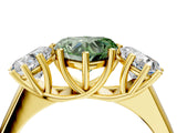 Yellow gold Fancy Green Heart Cut Three-Stone Diamond Ring with Prong Setting on a Classic Band_16