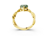 Yellow gold Fancy Green Heart  Cut Twisted Pavé Band Solitaire Ring with Four-Prong Setting_3