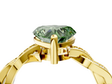 Yellow gold Fancy Green Heart  Cut Twisted Pavé Band Solitaire Ring with Four-Prong Setting_4