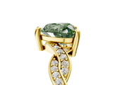 Yellow gold Fancy Green Heart  Cut Twisted Pavé Band Solitaire Ring with Four-Prong Setting_5