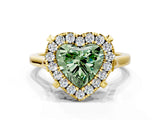 Yellow gold Fancy Green Heart  Diamond Cluster Halo Solitaire with Four-Prong Setting_23