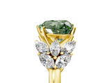 Yellow gold Fancy Green Heart  Diamond Cluster Leaf Design Ring with Prong Setting_5