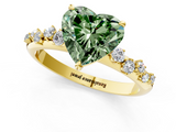 Yellow gold Fancy Green Heart  Diamond Cluster Prong-Set Solitaire Ring_1