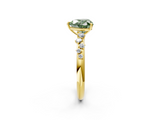 Yellow gold Fancy Green Heart  Diamond Cluster Prong-Set Solitaire Ring_2