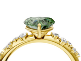 Yellow gold Fancy Green Heart  Diamond Cluster Prong-Set Solitaire Ring_4