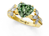 Yellow gold Fancy Green Heart  Diamond Floral Vine Solitaire Engagement Ring_1