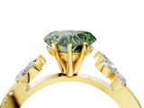 Yellow gold Fancy Green Heart  Diamond Floral Vine Solitaire Engagement Ring_4