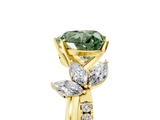 Yellow gold Fancy Green Heart  Diamond Floral Vine Solitaire Engagement Ring_5