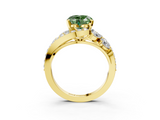 Yellow gold Fancy Green Heart  Diamond Halo Ring with Marquise and Pavé Band in Prong Setting_3