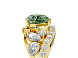 Yellow gold Fancy Green Heart  Diamond Halo Ring with Marquise and Pavé Band in Prong Setting_5