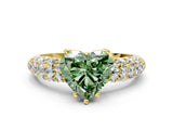 Yellow gold Fancy Green Heart  Diamond Pavé Band Solitaire Ring with Four-Prong Setting_29