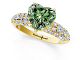 Yellow gold Fancy Green Heart  Diamond Pavé Band Solitaire Ring with Four-Prong Setting_30