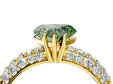 Yellow gold Fancy Green Heart  Diamond Pavé Band Solitaire Ring with Four-Prong Setting_33