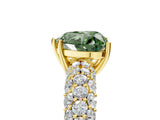 Yellow gold Fancy Green Heart  Diamond Pavé Band Solitaire Ring with Four-Prong Setting_34