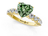 Yellow gold Fancy Green Heart  Diamond Pavé Band Solitaire with Four-Prong Setting_1